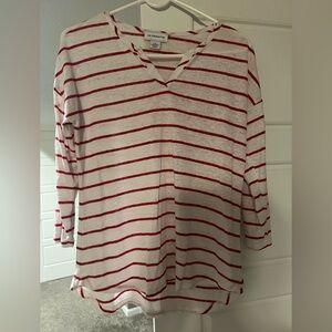 Liz Claiborne Red and White Striped Top - Small